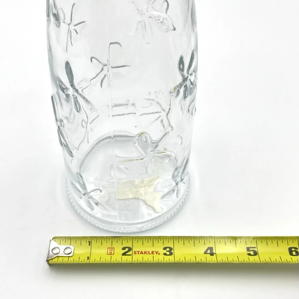 Vintage‎ IKEA Emma Dafnäs Embossed Glass Daisy Bottle Vase Clear Floral Flowers